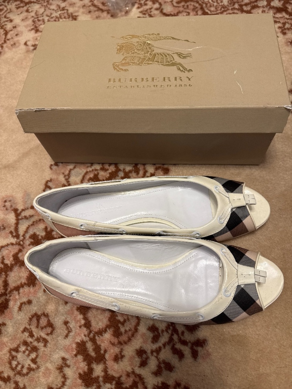 Burberry Nova Check Patent Leather Ballet Flats